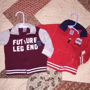 2 Carter’s 3 month zip up sweatshirts